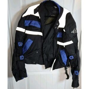 Men's Motorcycle jacket  sz XL  Black Blue Padded Reflective
